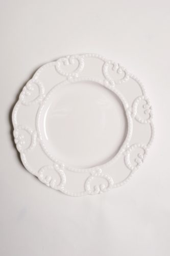 white-pattern-salad-plate-charlottesville-virginia-wedding-event-rental