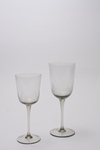 grey fluted wine glass for rent in charlottesville virginia for weddings and events.