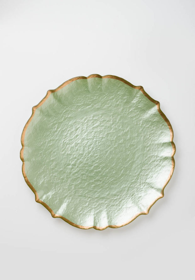 Baroque Glass Charger in Pistachio
