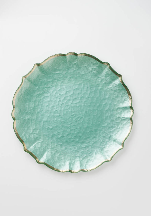 Baroque Glass Charger in Aqua