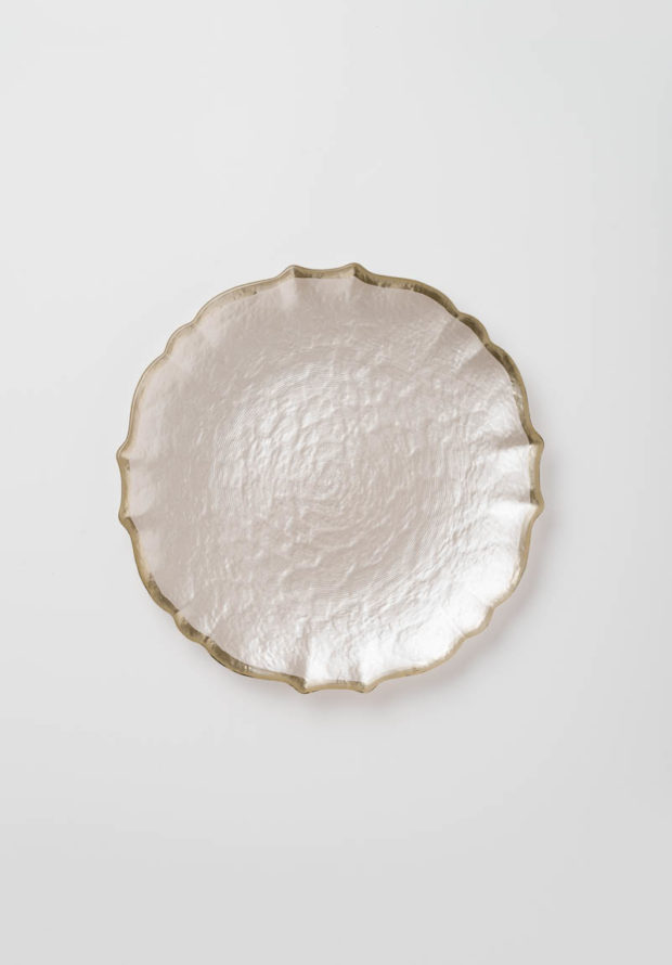 Baroque Glass Salad Plate in Pearl White